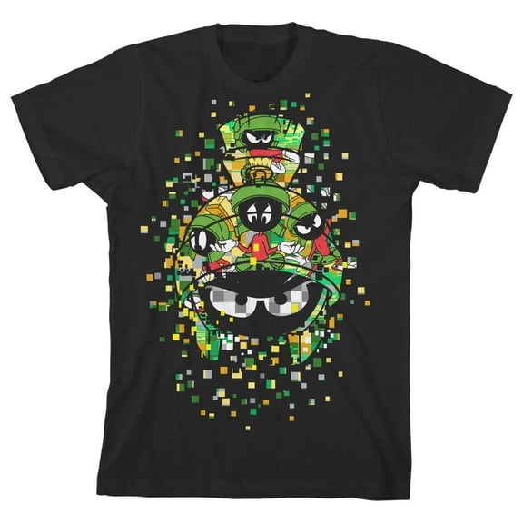 Looney Tunes Marvin the Martian Disintegrate Boy's Black T-shirt-XL