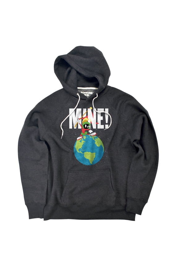 Marvin the Martian Mine Unisex Adult Slim Fit Pull-Over Heather Hoodie, Charcoal, Medium