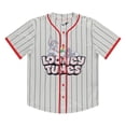 thumbnail image 1 of Looney Tunes Men's Baseball Jersey, Printed Classic Cartoon Stripe Bugs Bunny Baseball Shirt Silver - S, 1 of 6