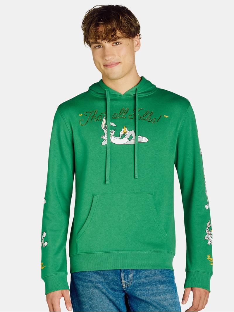 Looney Tunes Men's Bugs Bunny Rhinestone Hoodie Sweatshirt, Sizes