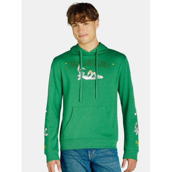 Looney Tunes Men's & Big Men's Bugs Bunny Graphic Rhinestone Hoodie Sweatshirt, Sizes S-3XL