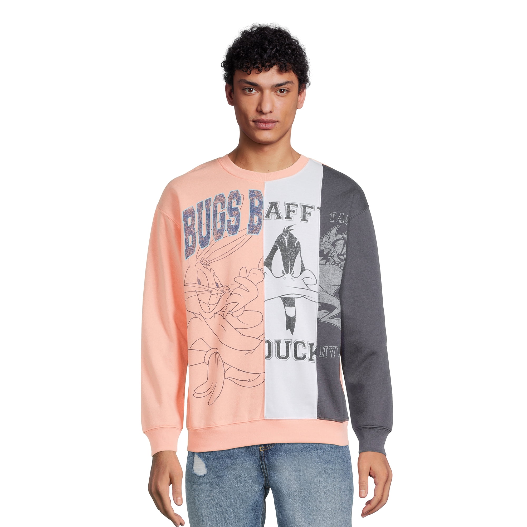 Looney Tunes Men's u0026 Big Men's Split Graphic Fleece Crewneck Sweatshirt,  Sizes S-3XL - Walmart.com