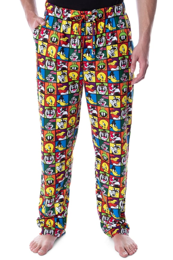 Looney Tunes Men's Character Grid All-Over Print Sleep Lounge Pajama Pants