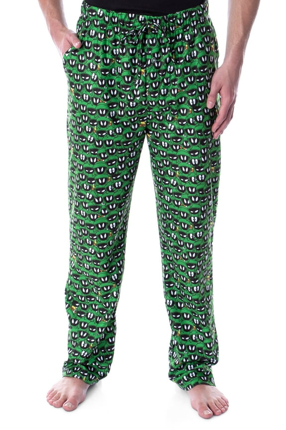 Looney Tunes Men's Marvin The Martian Allover Character Head Pajama Pants