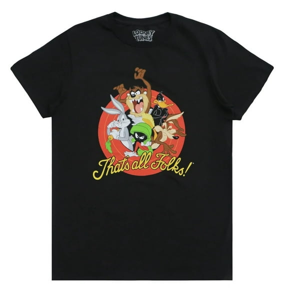 Looney Tunes Men's Officially Licensed That's All Folks! Chracter Group Tee T-Shirt - Black (XXX-Large)