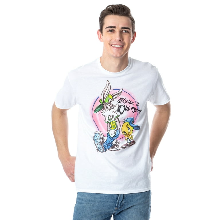 Looney Tunes Men\'s Tweety n\' Bugs Kickin\' It Old School Airbrush T-Shirt  (2XL)