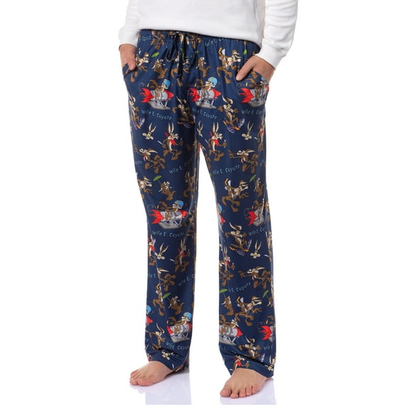 Looney Tunes Mens' Wile E. Coyote Cartoon Character Tossed All-Over Print Sleep Pajama Pants Loungewear Sleepwear