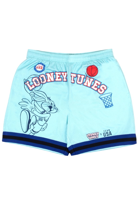 Mens Olympics Team USA Mesh Shorts Bugs Bunny Daffy Duck Wile E Cayote Graphic Print Athletic Shorts for Men (Size S-XL)