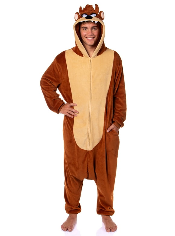 Looney Tunes Mens' Tasmanian Devil Taz Hooded Union Suit Costume Sleep Pajama