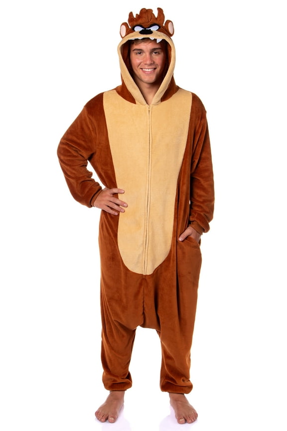 Looney Tunes Mens' Tasmanian Devil Taz Hooded Union Suit Costume Sleep Pajama