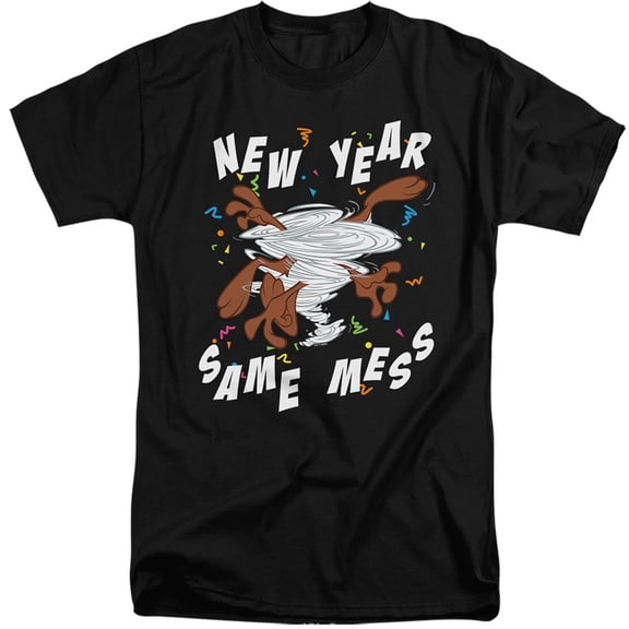 Looney Tunes New Year Same Mess With Taz Unisex Adult Tall T Shirt