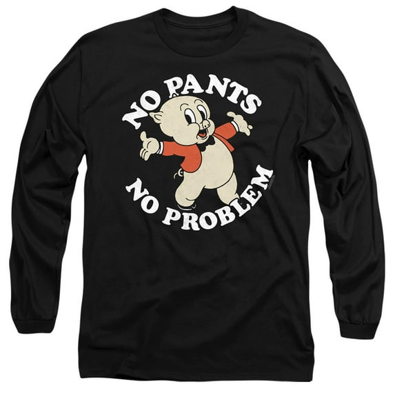 Looney Tunes No Pants Long Sleeve Adult 18/1 T-Shirt Black