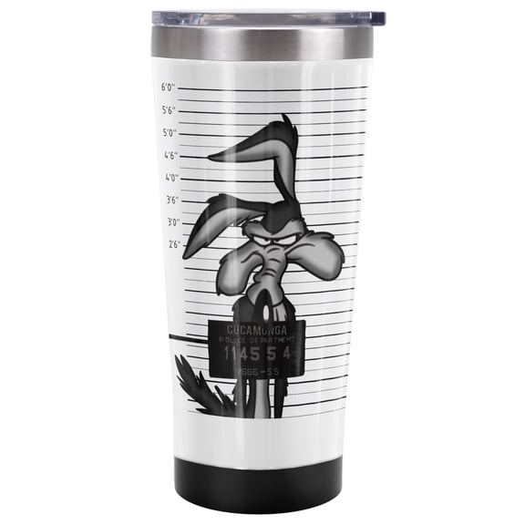 Looney Tunes Official Wile E Coyote Lineup 20 oz Travel Tumbler, Stainless Steel, Vacuum Insulated with Leak Resistant Slide-Lock Lid