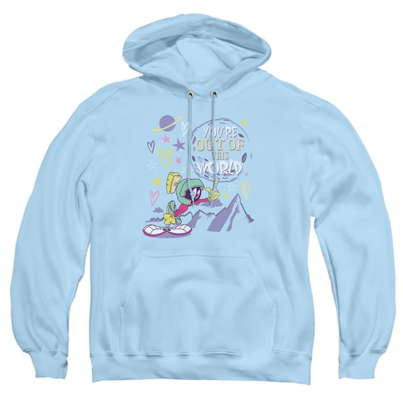 Looney Tunes Out Of This World Valentine Adult Pull-Over Hoodie, Light Blue, Large