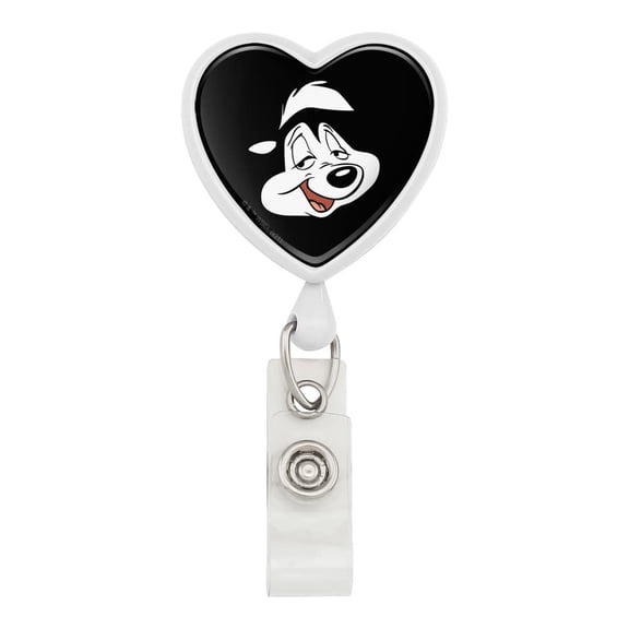 Looney Tunes Pepe Face Heart Lanyard Retractable Reel Badge ID Card Holder