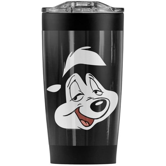 Looney Tunes Pepe Face Stainless Steel Tumbler 20 oz Coffee Travel Mug/Cup, Vacuum Insulated & Double Wall with Leakproof Sliding Lid | Great for Hot Drinks and Cold Beverages