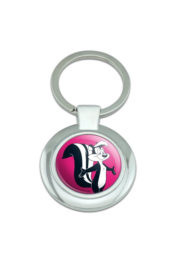 Looney Tunes Pepe Le Pew Keychain Classy Round Chrome Plated Metal