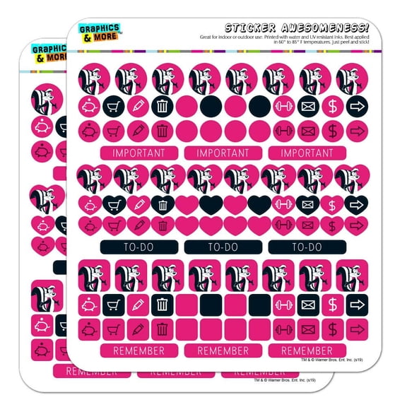 Looney Tunes Pepe Le Pew Planner Calendar Scrapbooking Crafting Sticker Set