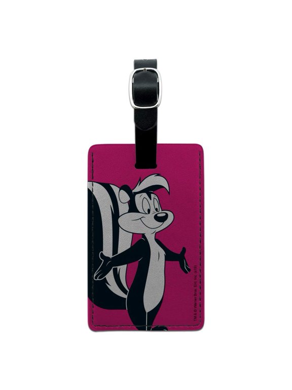 Looney Tunes Pepe Le Pew Rectangle Leather Luggage Card Suitcase Carry-On ID Tag