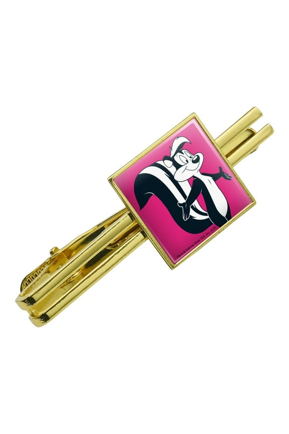 Looney Tunes Pepe Le Pew Square Tie Bar Clip Clasp Tack- Silver or Gold
