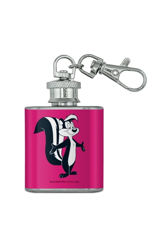Looney Tunes Pepe Le Pew Stainless Steel 1oz Mini Flask Key Chain