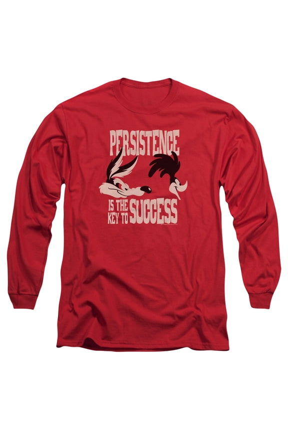 Looney Tunes Persistence Long Sleeve Adult 18/1 T-Shirt Red