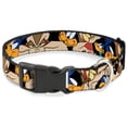 thumbnail image 1 of Looney Tunes Pet Collar, Dog Collar Plastic Buckle, Road Runner Wile E Coyote Expressions Stacked Black, 7 to 8.5 Inches 0.5 Inch Wide, 1 of 5