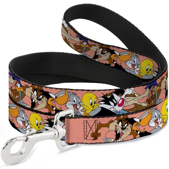 Looney Tunes Pet Leash, Dog Leash, Looney Tunes Seven Character Poses Stacked Peach, 4 Feet Long 1.0 Inch Wide