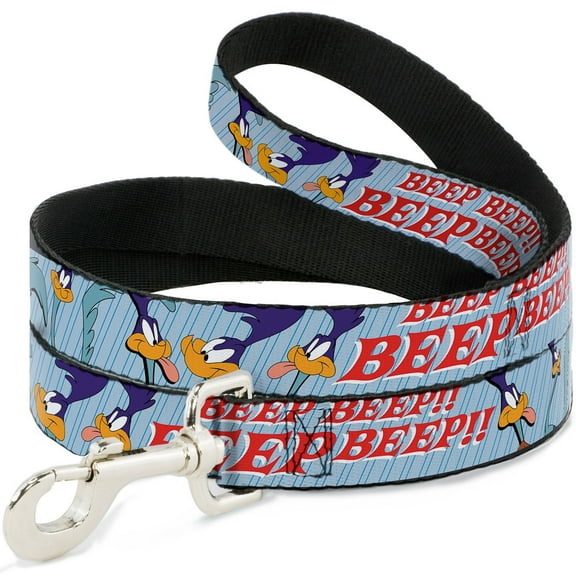 Looney Tunes Pet Leash, Dog Leash, Meep Meep Road Runner Poses Baby Blue, 4 Feet Long 1.0 Inch Wide