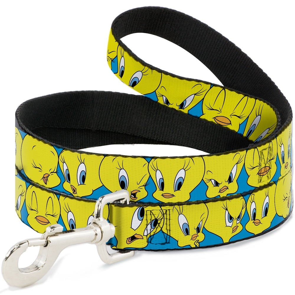 Looney Tunes Pet Leash, Dog Leash, Tweety Bird Close Up Expressions Baby Blue, 4 Feet Long 1.0 Inch Wide