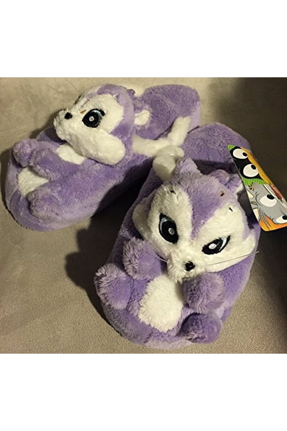 Plush Purple Pussy Foot Pussyfoot Kid Shoe Plush Slippers Size 13/1
