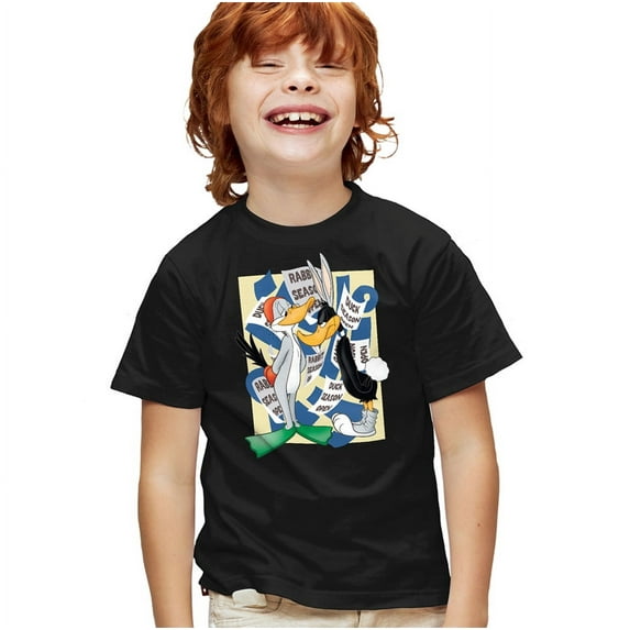 Looney Tunes Rabbit Season Duck Season Kids T Shirt (X-Large) for Youth Toddler Boys and Girls, Black