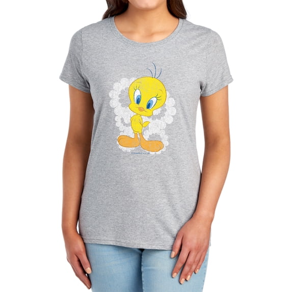 Looney Tunes Retro Tweety Women's T Shirt, Athletic Heather, Large