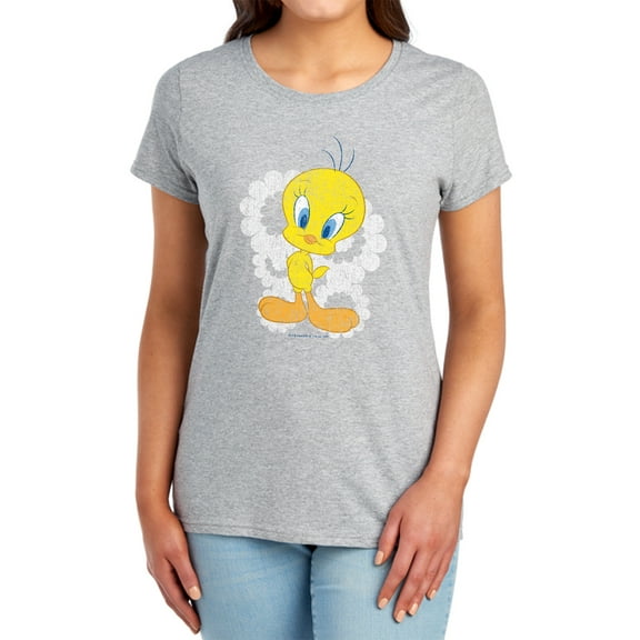 Looney Tunes Retro Tweety Women's T Shirt, Athletic Heather, Small