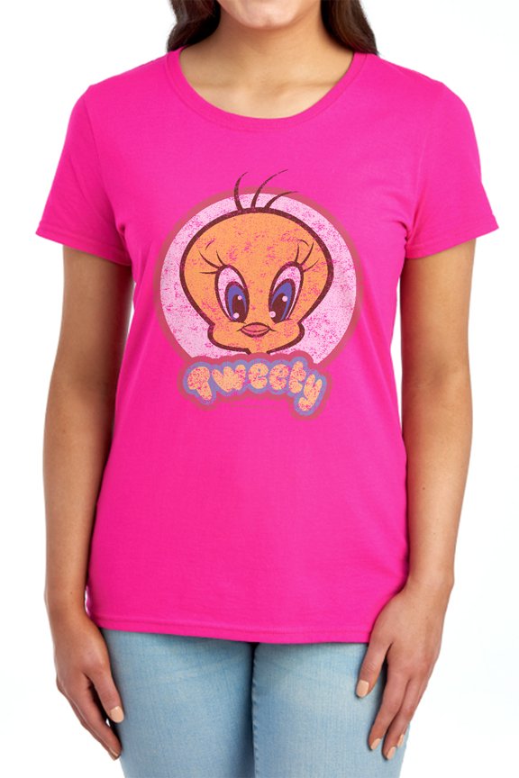 Retro Tweety Women's T Shirt, Hot Pink, Medium