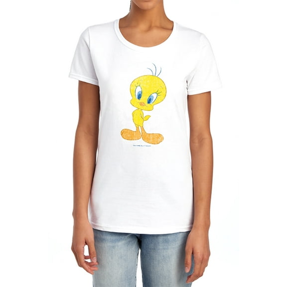 Looney Tunes Retro Tweety Women's T Shirt, White, Small