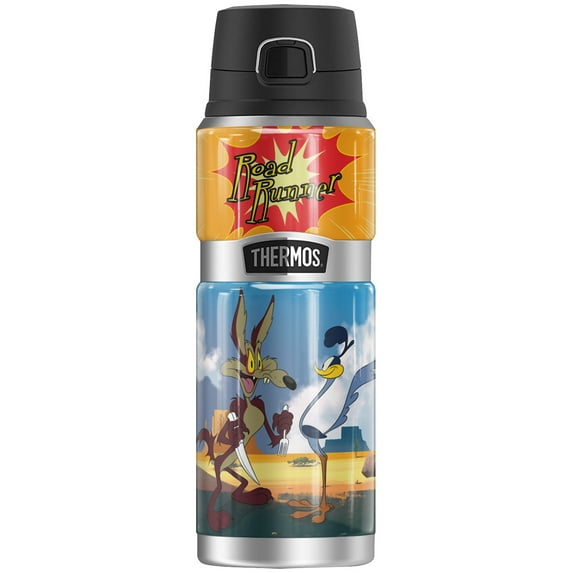 Looney Tunes Road Runner And Wile E. Coyote THERMOS STAINLESS KING Stainless Steel Drink Bottle, Vacuum insulated & Double Wall, 24oz