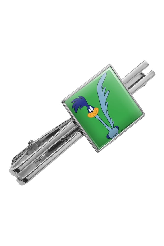 Looney Tunes Road Runner Square Tie Bar Clip Clasp Tack- Silver or Gold