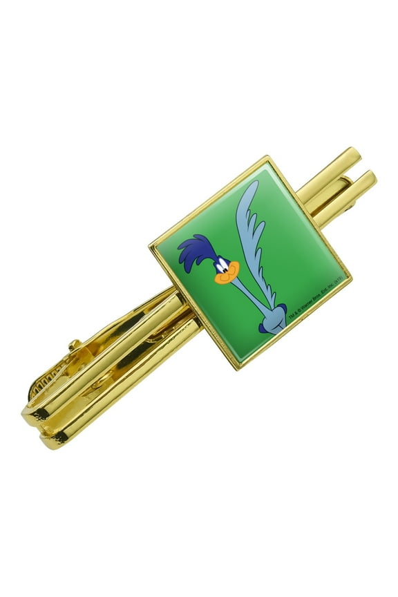 Looney Tunes Road Runner Square Tie Bar Clip Clasp Tack- Silver or Gold