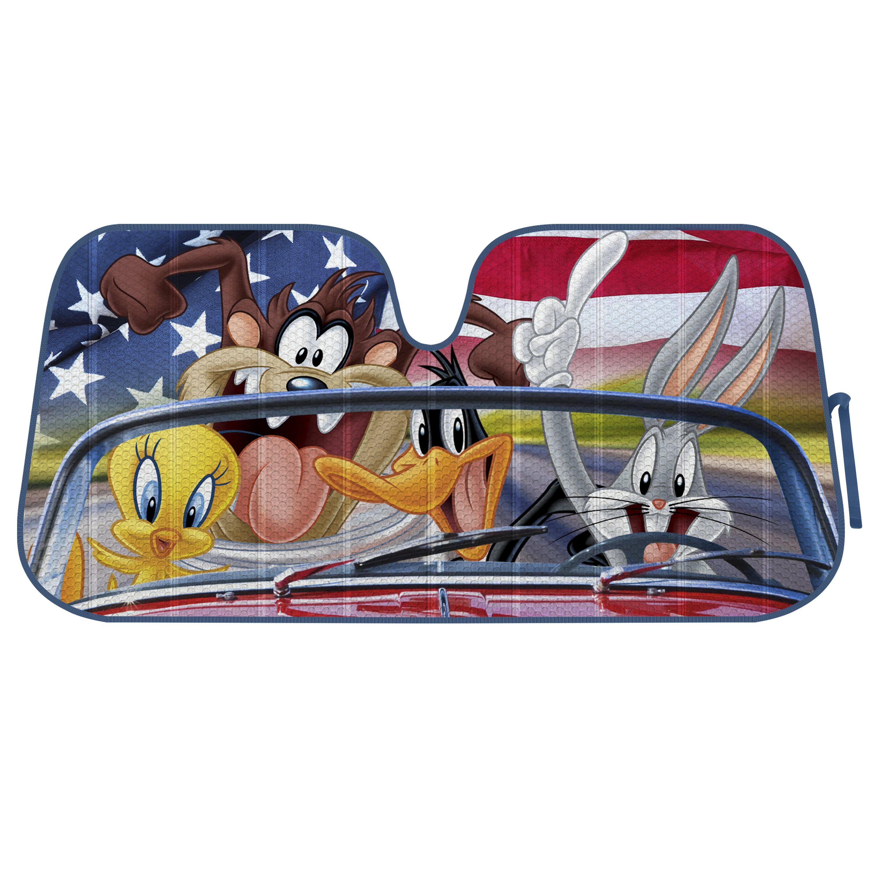 BDK Looney Tunes Road Trip Front Windshield Auto Shade, Accordion Folding Auto Sunshade for Car Truck SUV-Blocks UV Rays Sun Visor Protector, Keeps Your Vehicle Cool-58 x 27 Inch