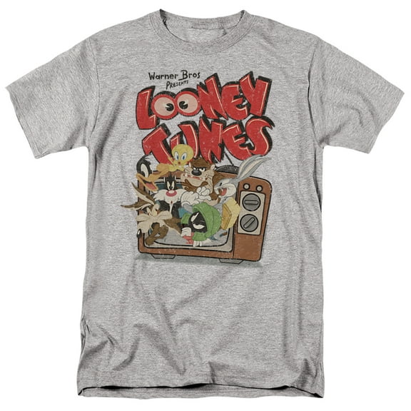 Looney Tunes Saturday Mornings Unisex Adult T Shirt, Athletic Heather, Medium