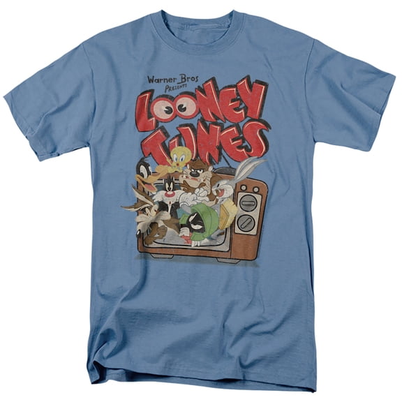 Looney Tunes Saturday Mornings Unisex Adult T Shirt, Carolina Blue, Large