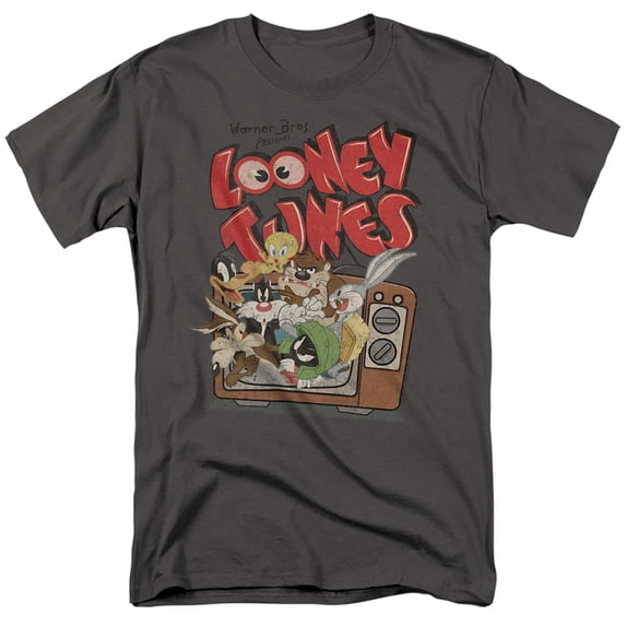 Looney Tunes Saturday Mornings Unisex Adult T Shirt, Charcoal, X-Large