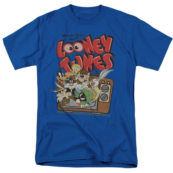 Looney Tunes Saturday Mornings Unisex Adult T Shirt, Royal, Large