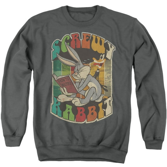 Looney Tunes Screwy Rabbit Adult Crewneck Sweatshirt Charcoal