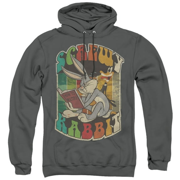 Looney Tunes Screwy Rabbit Adult Pullover Hoodie Sweatshirt Charcoal