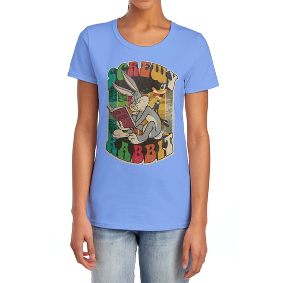 Looney Tunes Screwy Rabbit Women's T Shirt, Carolina Blue, X-Large
