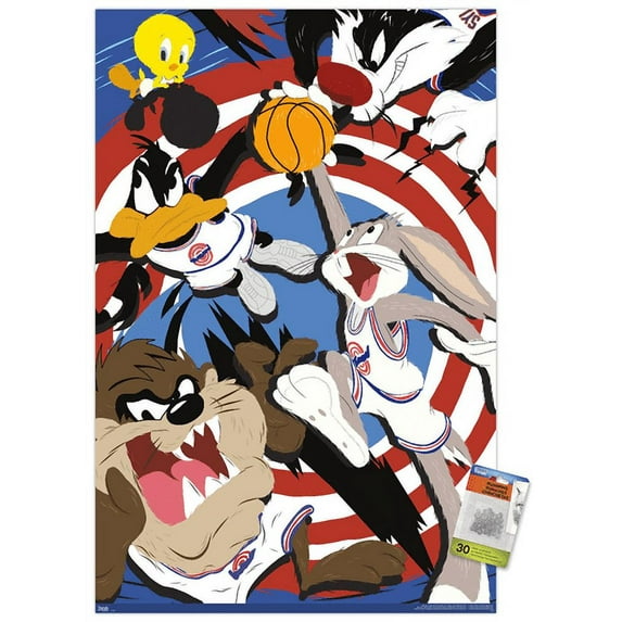 Looney Tunes: Space Jam - Court Wall Poster with Pushpins, 22.375" x 34"