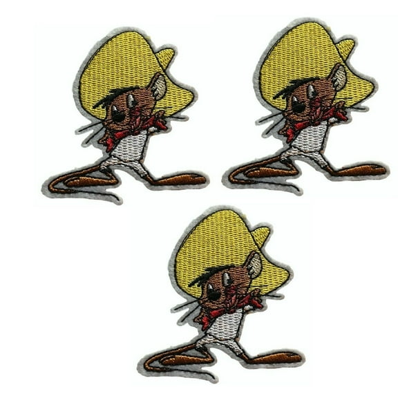 Looney Tunes Speedy Gonzalez Mouse Cartoon Embroidered Patch Set of 3 Patches