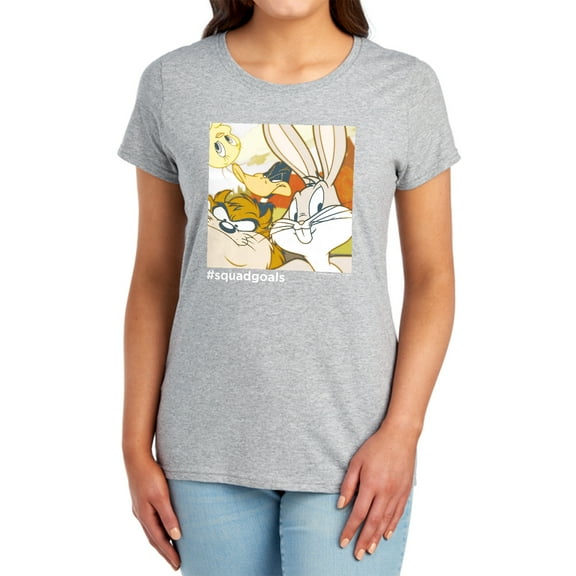 Looney Tunes Squad Goals Women's T Shirt, Athletic Heather, Medium